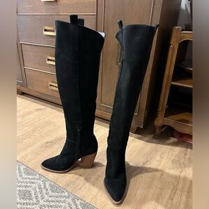 Gianni Bini over the knee black suede boots